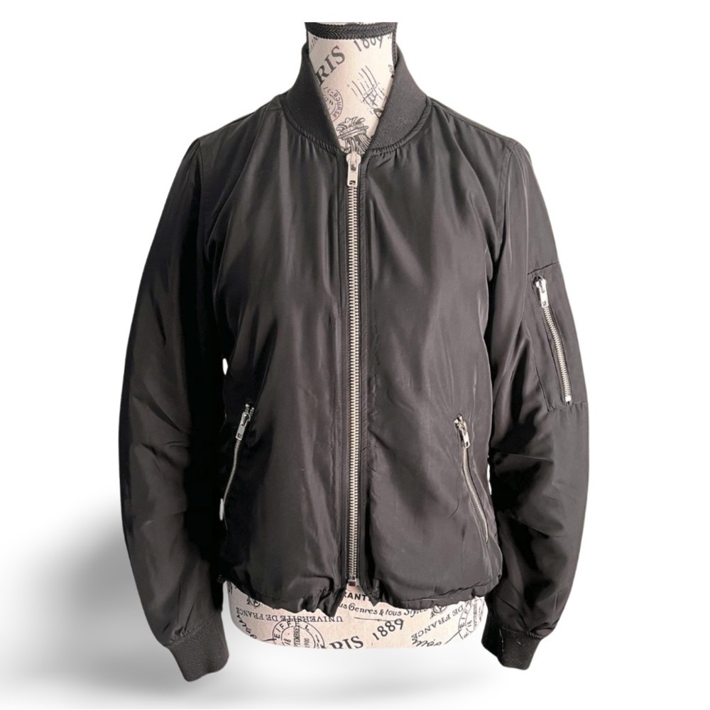 Kendall + Kylie Black Bomber Jacket XS Adjustable Waist